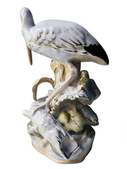 Фарфоровая статуэтка "Цапля и лягушка" (Аист) Дулево