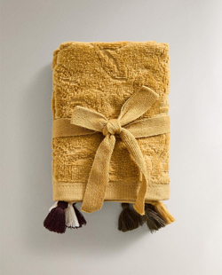 Zara Home - Набор полотенец для рук с бахромой (комплект из 3 предметов)), горчичный, 30х30 см