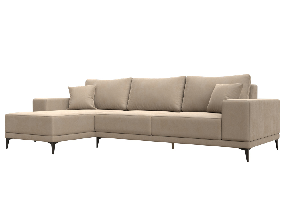 Диван угловой Льюес левый, Бежевый, Велюр, 122396L