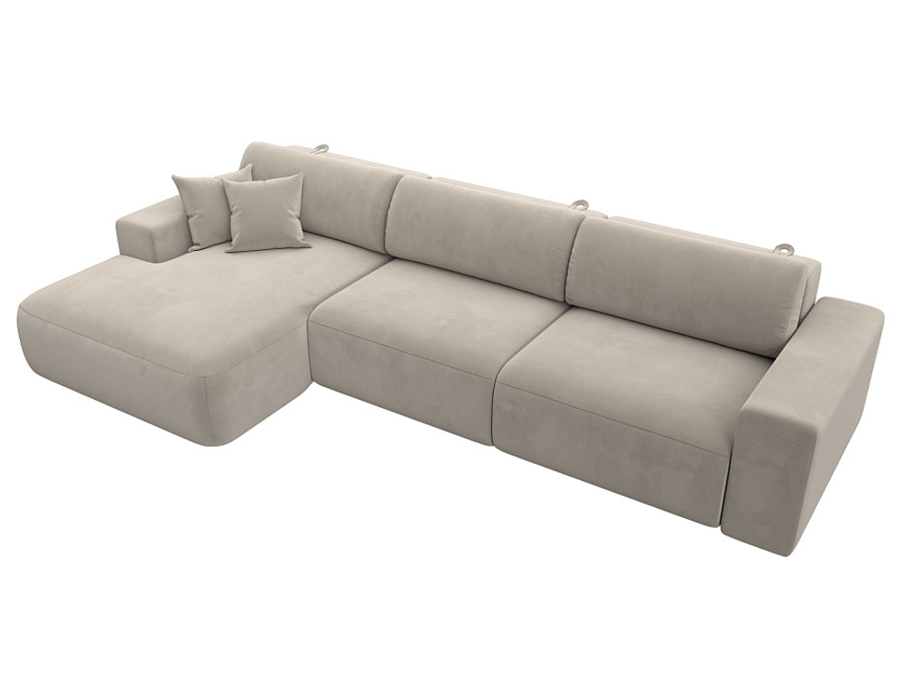 Диван угловой Лига-036 НПБ Классик Лонг левый угол МИКРОВЕЛЬВЕТ Бежевый