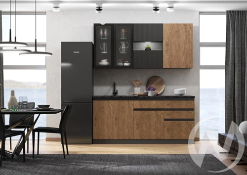 Кухня Техно-6 2;0м (графит/экзотическое дерево амазония; графит софт/кастилло темный)