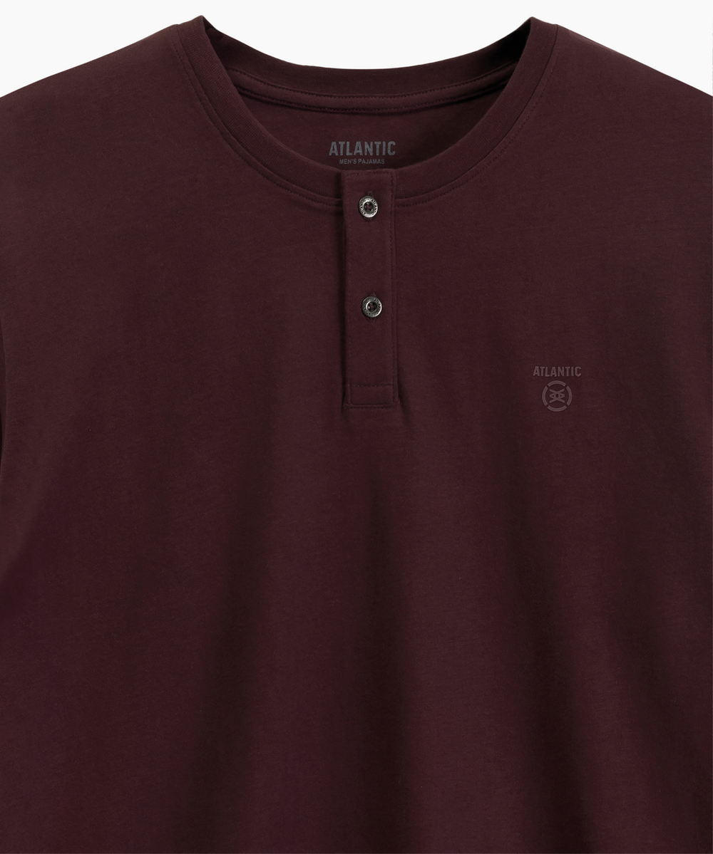 Мужская пижама Atlantic, 1 шт. в уп., хлопок, винная + серая, NMP-394