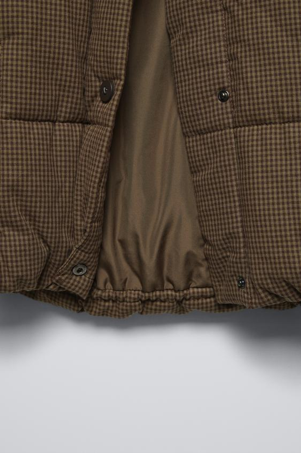 ZARA ПУХОВИК В КЛЕТКУ ВИШИ, КОРИЧНЕВЫЙ