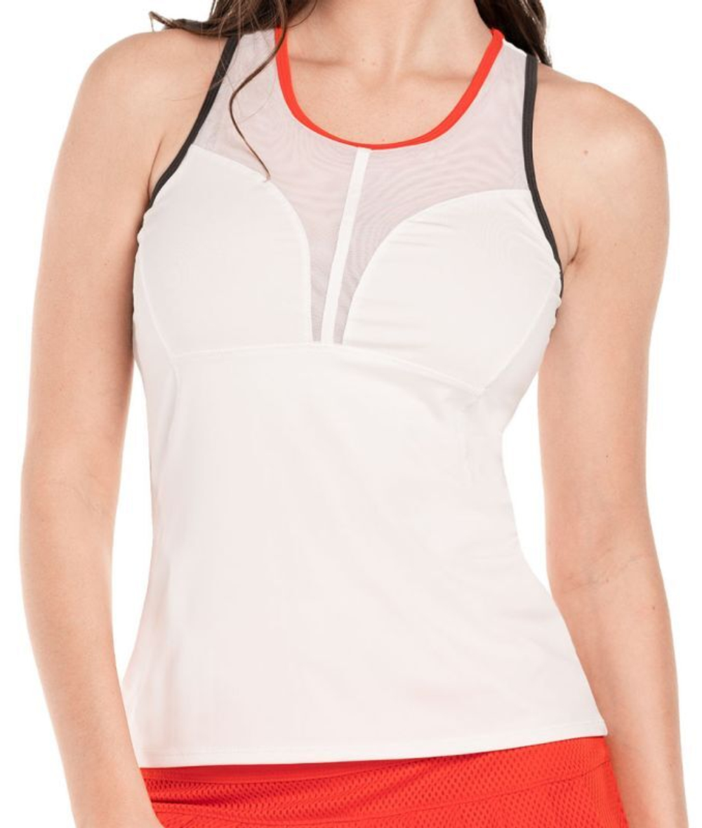 Женский топ теннисный Lucky in Love Tech It Out Baseline Tank W/Bra - white