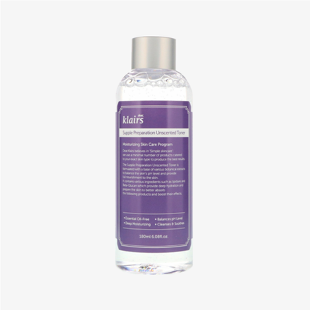 DEAR, KLAIRS Тонер увлажняющий без масел и запаха Supple Preparation Unscented Toner (180 мл)