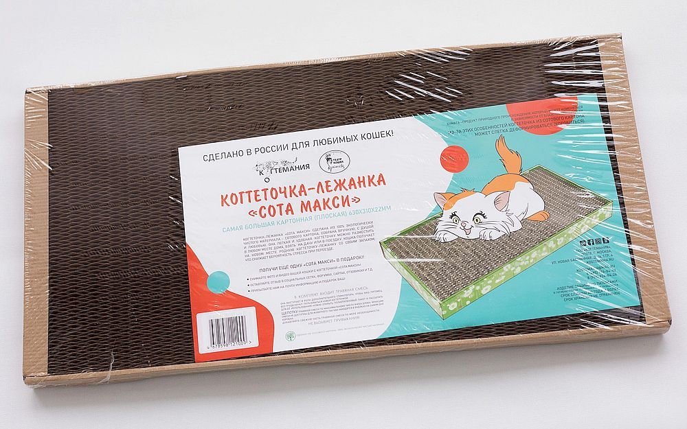 Лежанка-Когтеточка плоская Сота-Макси для кошек, размеры 63*31*2,2см Лежанка-Когтеточка плоская Сота-Макси для кошек, размеры 63*31*2,2см