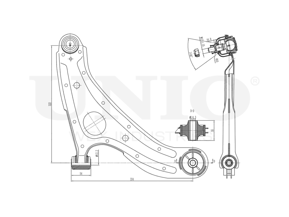 Рычаг подвески поперечный передний нижний левый UNIO SSP-40046