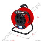 ЗУБР ПВС-215 ПВС 2х1.5 30м 3500Вт, Силовой удлинитель на катушке (55103-30)