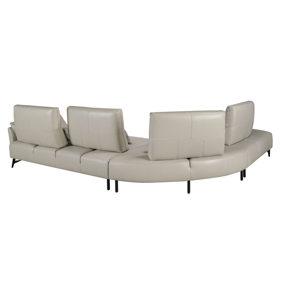 5-местный диван с левым шезлонгом 6214 из песочной кожи