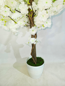 Cакура белая искусственная 110см в кашпо