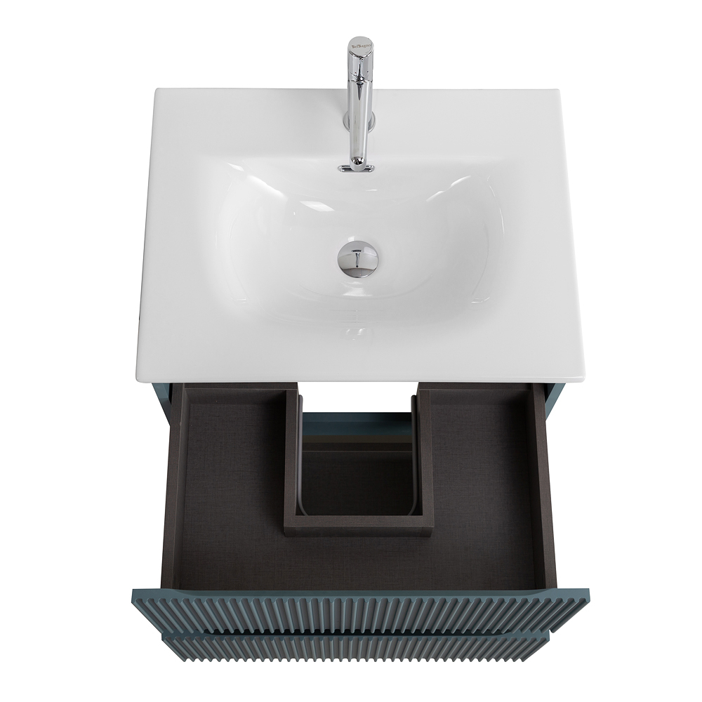 Тумба с раковиной подвесная BelBagno UNO-600-2C-SO-AO Голубой матовый, раковина белая BB-8099-60