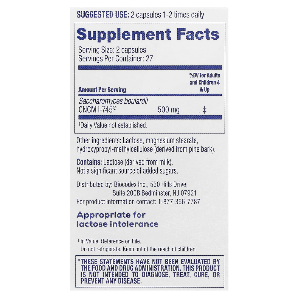 Florastor, Dual Action Probiotic Supplement, 54 Vegetarian Capsules (250 mg per Capsule)