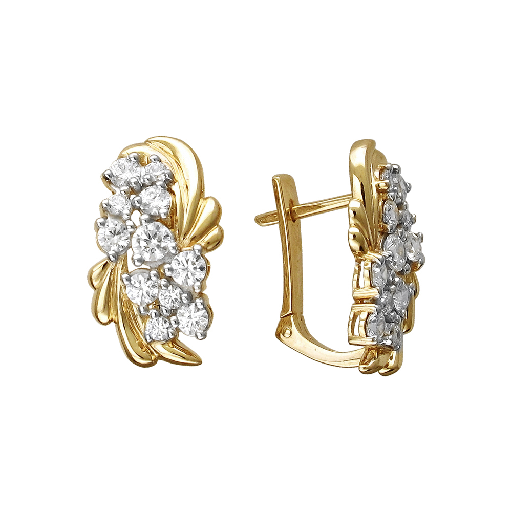 Серьги с фианитом из жёлтого золота 585 пробы JA-S-1312205Р