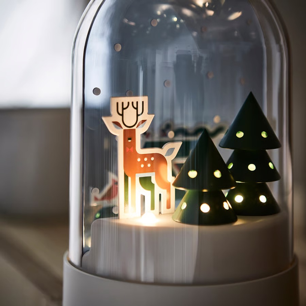 СТРАЛА STRАLA Настольная лампа на батарейках, снежная ночь/купол