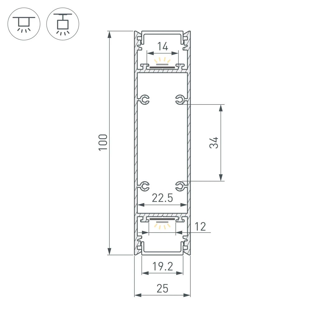 Профиль SL-LINE-25100-DUAL-2500 BLACK (Arlight, Алюминий) 033735
