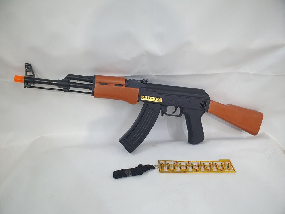 Автомат АК-47, музыкальный, световой, с патронами, черный, пластик, 3+