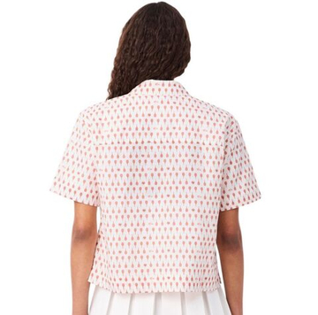 Женское теннисное поло Lacoste Roland-Garros Edition Print - flour/briquette