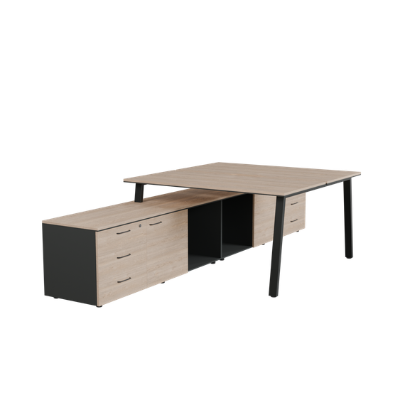 Бенч-система на опорной тумбе на А-каркасе левая 2 PREGO OFFICE 1400*3200/1635*750 ПОБСОТ-14.16АЛ