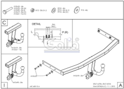 Фаркоп оцинкованный Galia S074A для SEAT Altea 2004-2015, SEAT Leon 2005-2013(паспорт и сертификат в комплекте)(без электрики)