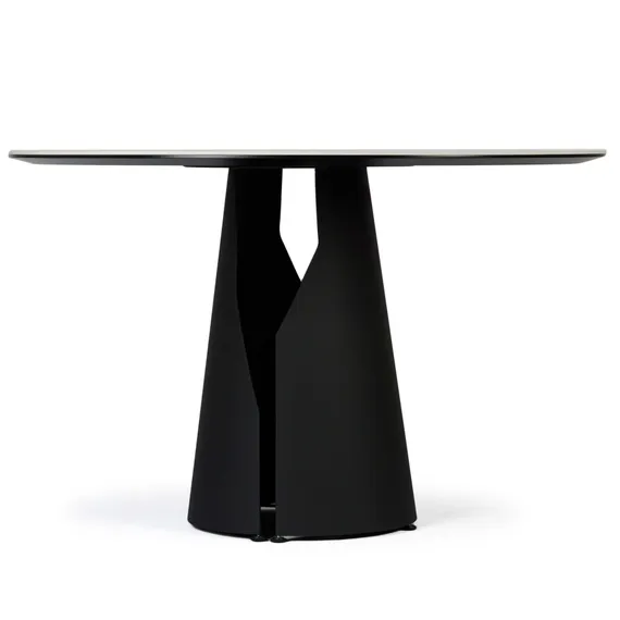 Обеденный стол Giano Ø120 см, белая глянцевая керамика