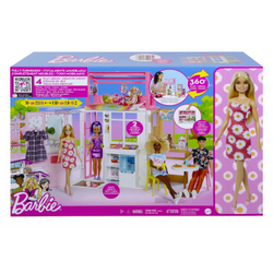 Барби - Компактный кукольный домик с аксессуарами Portable + Doll HCD48