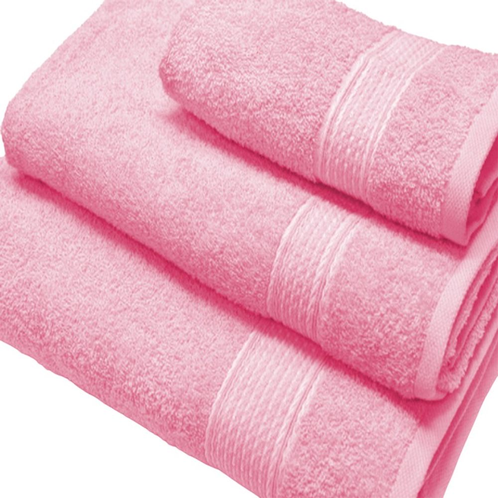 Набор из 3-х махровых полотенец "П37. Косичка" в упаковке, цвет розовый, 100% хлопок, Россия.