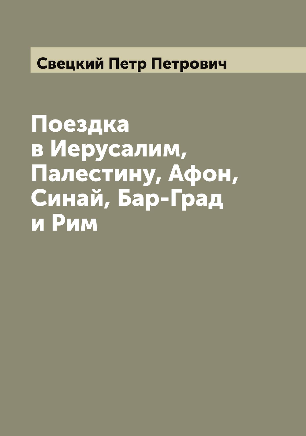 Поездка в Иерусалим, Палестину, Афон, Синай, Бар-Град и Рим | Свецкий Петр Петрович