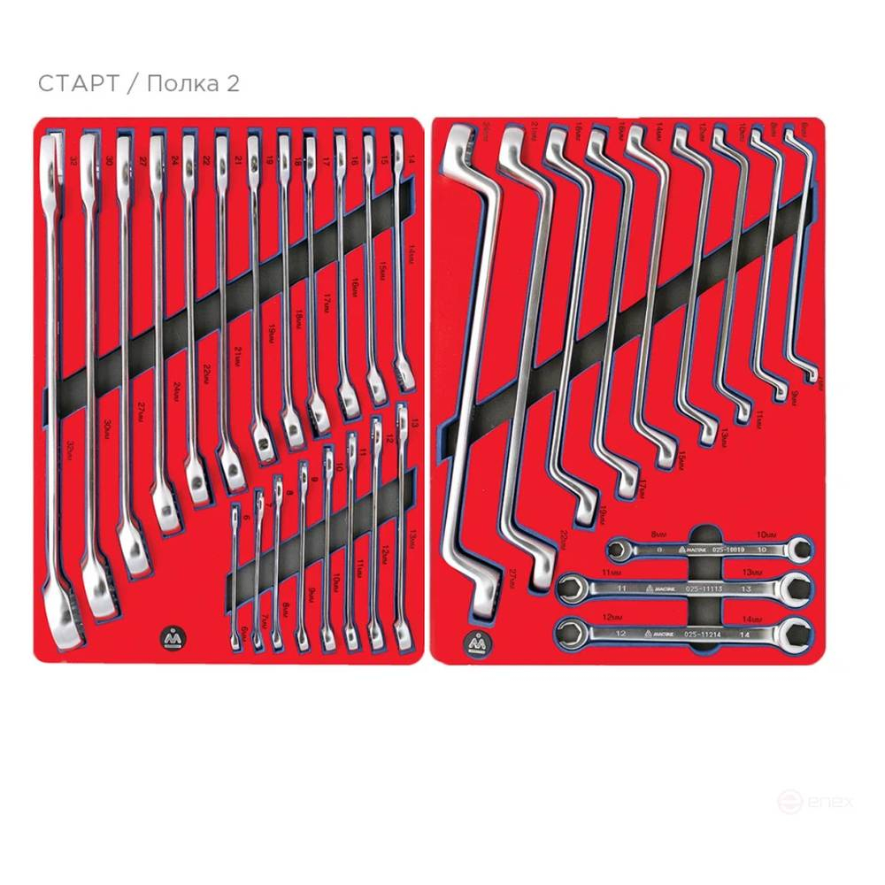 Набор инструментов "СТАРТ" для тележки, 7 ложементов, 161 предмет МАСТАК 5-00161