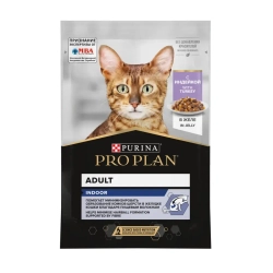 Pro plan 85 г пауч влажный  корм для взрослых кошек, живущих дома, вкусные кусочки с индейкой, в желе
