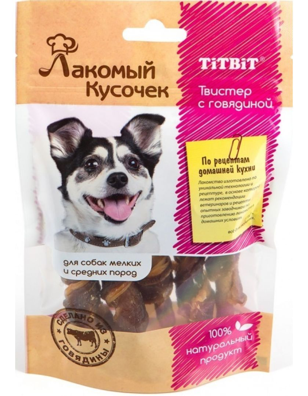 Лакомство TiTBiT Лакомый кусочек для собак мелких и средних пород Кубики из Телятины, 80 г х 5 шт