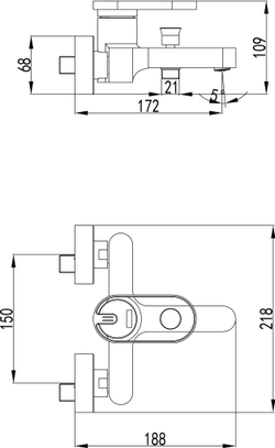 Смеситель для ванны с душем STWORKI Малунг S11100BG матовый черный, глянцевое золото