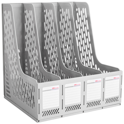 Лоток вертикальный DELI, 4 отделения, серый