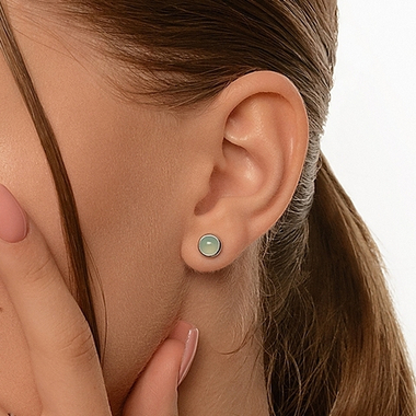 Серьги-пусеты из серебра "Халцедон Бирюзовый"
