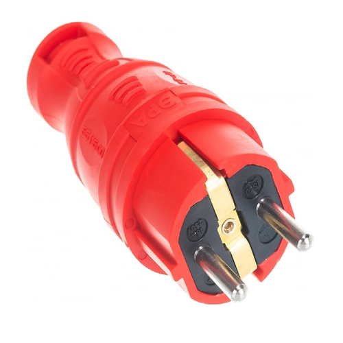 ЭРА Вилка прямая каучук V8-RED 2P+PE 1х16А 220-240V красный IP44 4929 Турция