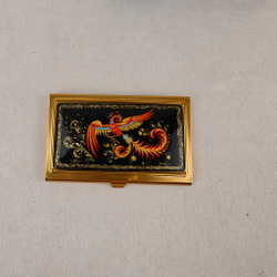 Визитница "Жар-птица" №7 (роспись Палех) желт.