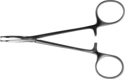 ТМ- З-118 Зажим к/о 1х2 зубый, зубчатый, изогнутый по плоскости д/нов, 125 мм (НОВОЕ ИСПОЛНЕНИЕ)