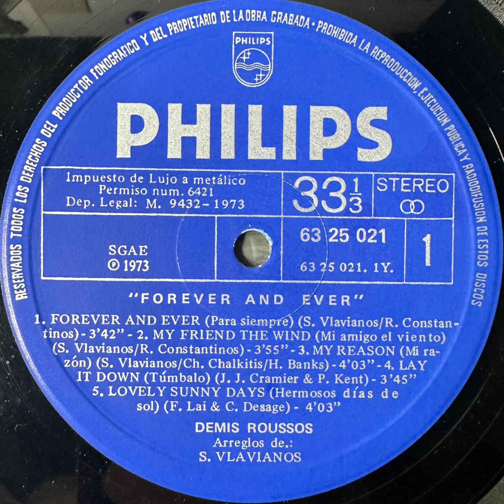 Demis Roussos ‎– Forever And Ever (Испания 1973г.)