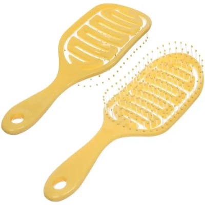 Расческа массажная продувная «МАРЦИПАН», цвет желтый, 8*24см (пластиковая коробка)