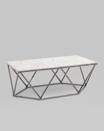 Журнальный столик Авалон 122*66 серый мрамор сталь темный хром