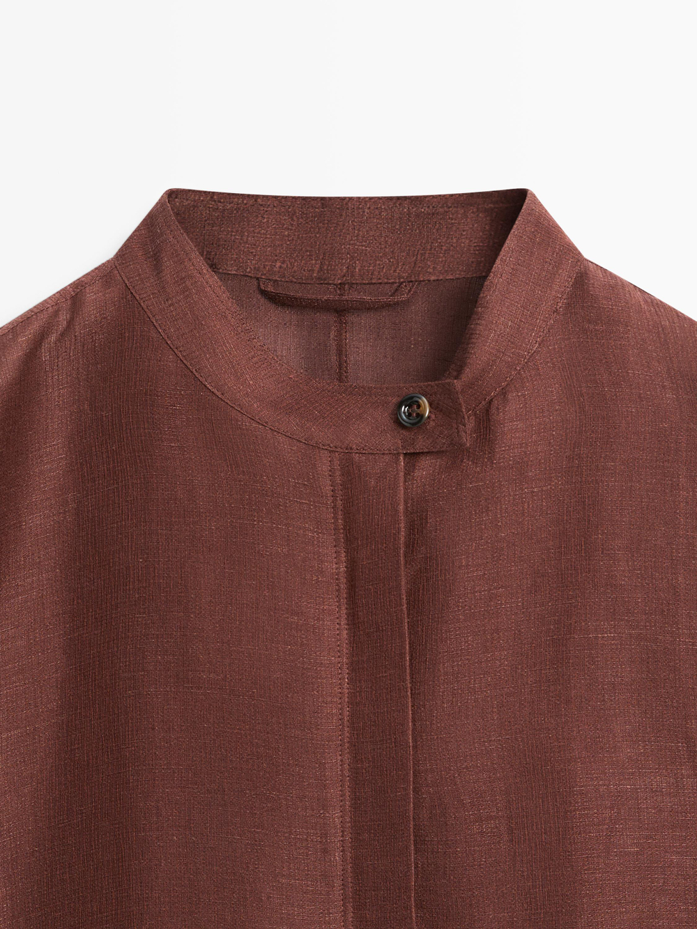 Massimo Dutti Бомбер из смесового льна, коричневый