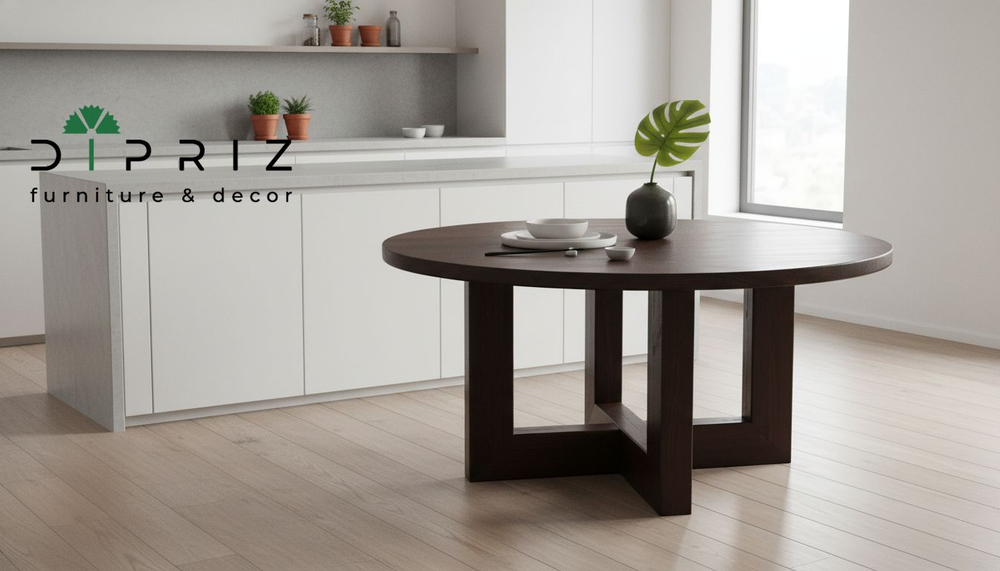 Стол кухонный, 100х100х75, Нордик, кухонный, круглый, из массива сосны, темный орех, Dipriz