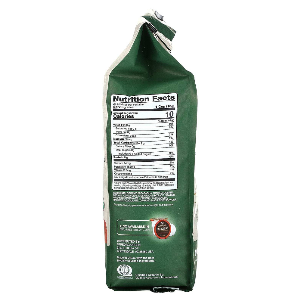 BareOrganics, Бодрящий кофе с суперфудами, молотый, средней обжарки, 283 г (10 унций)
