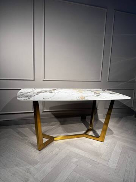 Стол обеденный Ist Casa Ланс Мат, 180х90х75 см, белая керамика, матовое золото