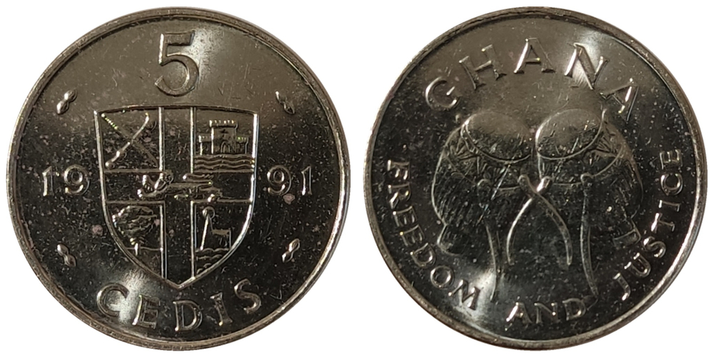 Гана 5 седи, 1991 Барабан aUNC