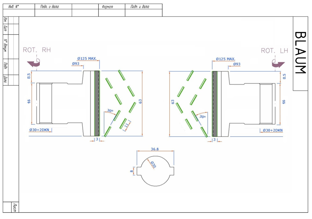 PCD фреза D.125x63x30+DKN Z=3+3 H=3 SYMM 2 шт. для Filato, KDT, Homag, Biesse