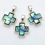 Подвеска Крест, цвет золото, галиотис, размер 14*12 мм, цена за 1 шт