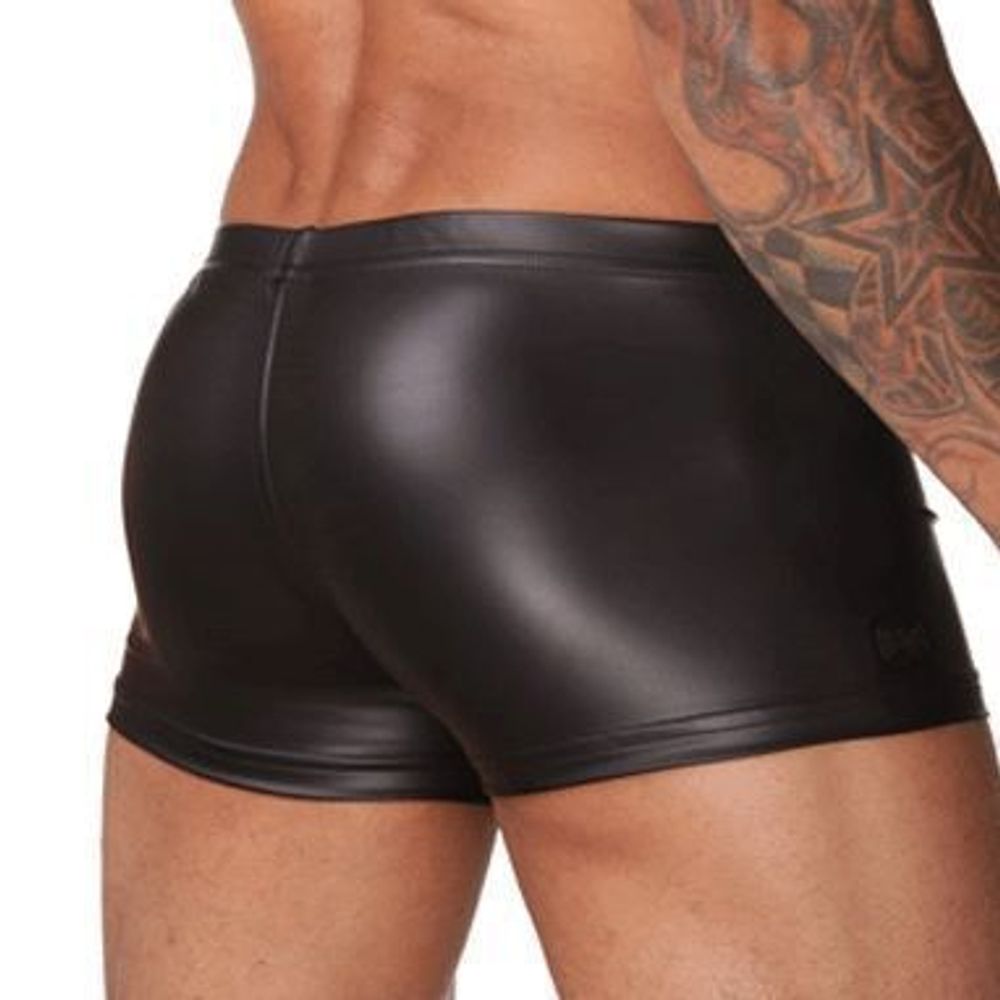 Мужские трусы боксеры черные под кожу N2N Black Leather Euro Cut Boxer