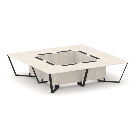 Steel Meet Стол переговорный квадратный KDK-PR.B.SP-16K Денвер Светлый/Металл Черный 3200*3200*750