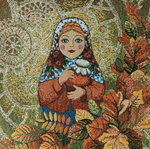 Декоративная гобеленовая салфетка Матрешка осень 32х32