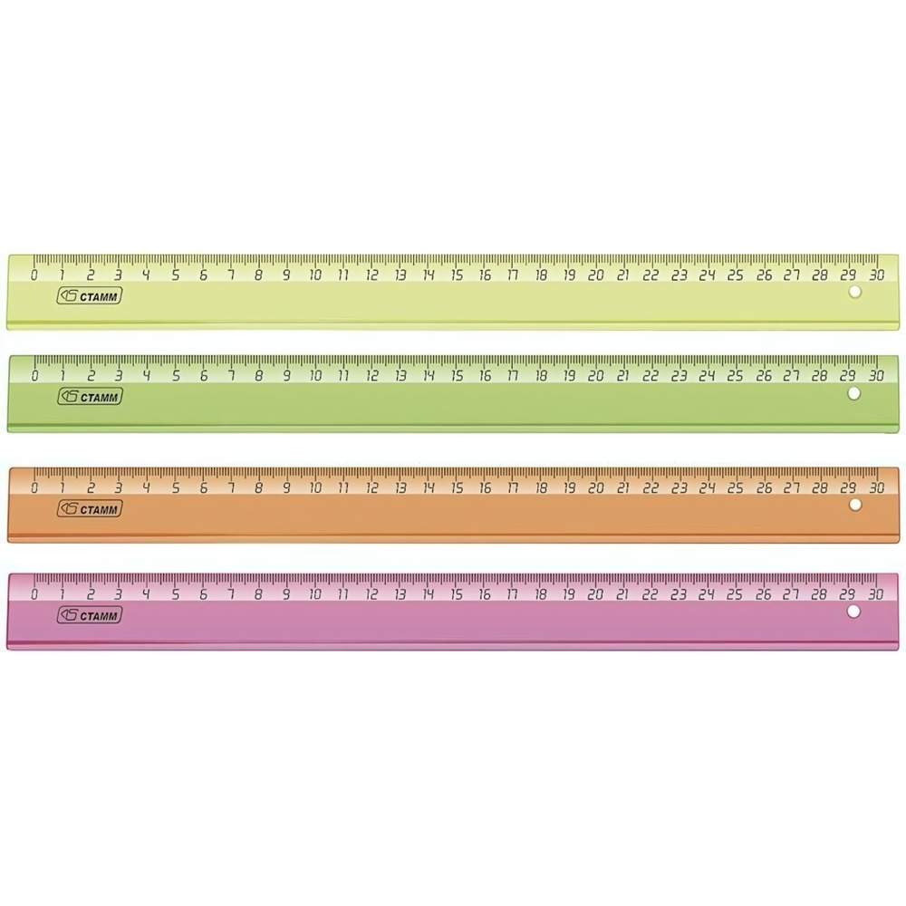 Линейка прозр. флуоресц. 30см. 010246 (Стамм)